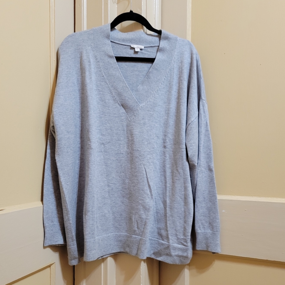 Gap Heather Grey Wool Boxy V-neck Women's XL Sweater
